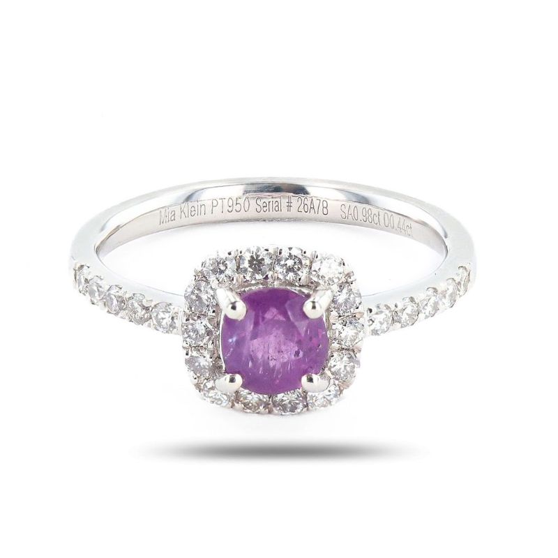 Photo 1 of ORIANNE 0.98ct UNHEATED PINK PURPLE KASHMIR SAPPHIRE & 0.44ctw DIAMOND PLATINUM RING, WEIGHT OF ITEM: 3.9 grams  Size: 7 WITH APPRAISAL (GIA CERTIFIED)
