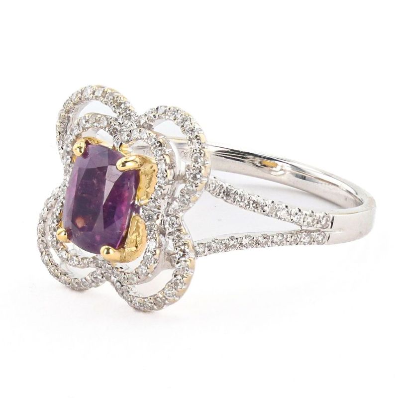 Photo 1 of ORIANNE 1.29ct PURPLISH PINK KASHMIR SAPPHIRE & 0.35ctw DIAMOND 18K WHITE & YELLOW GOLD RING SIZE 6 1/4 , WEIGHT OF ITEM: 3.8 grams WITH APPRAISAL (GIA CERTIFIED) - RN036263
