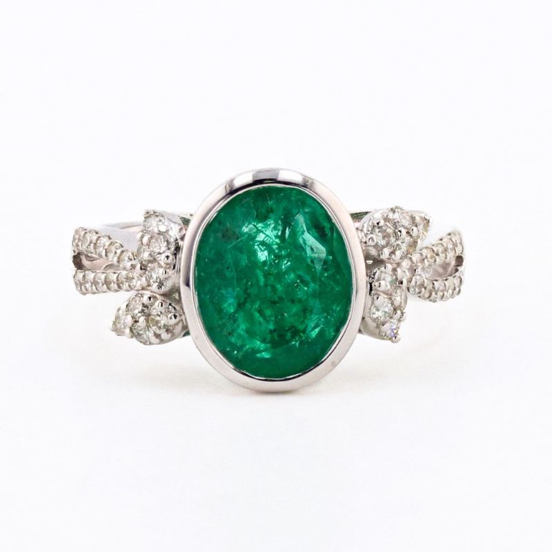 Photo 1 of ORIANNE 3.12ct EMERALD & 0.38ctw DIAMOND 18K WHITE GOLD RING SIZE 6 1/2, WEIGHT: 3.12 CARAT TOTAL WITH APPRAISAL - RN033409
