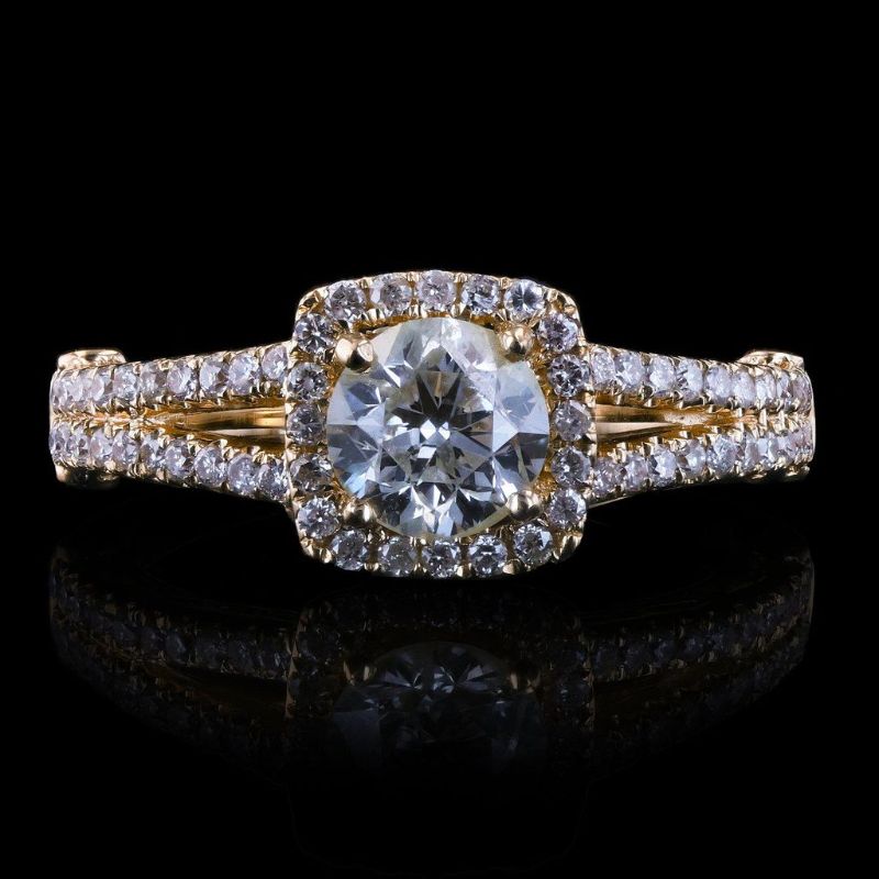 Photo 1 of ORIANNE 0.90ct CENTER DIAMOND 14K YELLOW GOLD UNITY RING SIZE 7,  TOTAL WEIGHT OF RING 3.93 gm  (1.61ctw Diamonds) WITH APPRAISAL - RN018107
