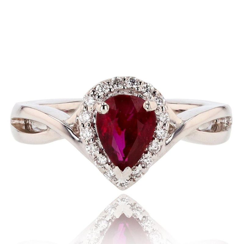 Photo 1 of ORIANNE 1.02ct UNHEATED RUBY & 0.14ctw DIAMOND PLATINUM RING SIZE 6, TOTAL WEIGHT OF RING 7.40 gram  WITH APPRAISAL (GIA CERTIFIED) - RN028966

