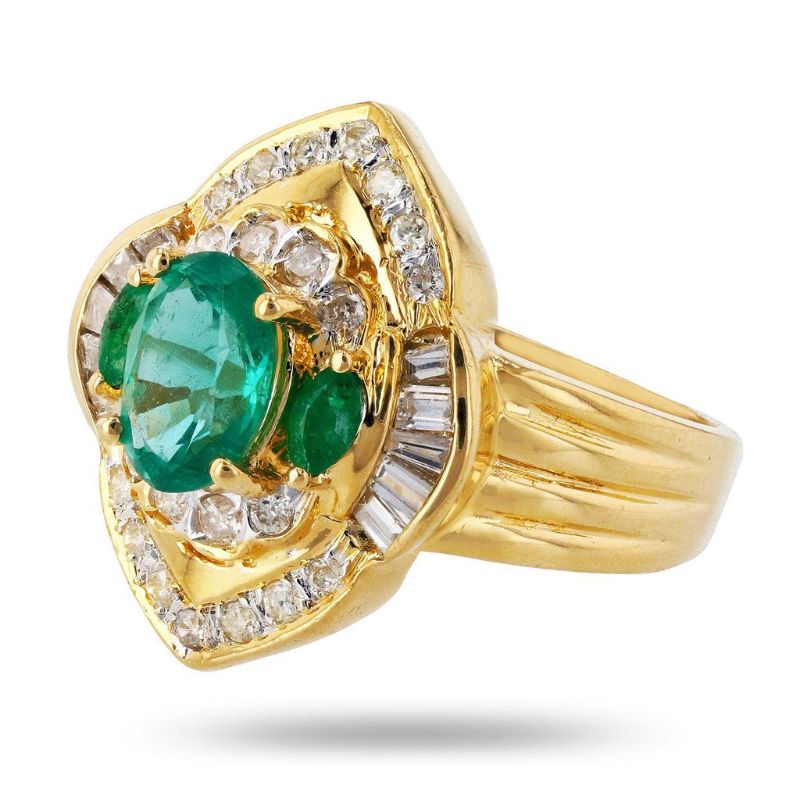 Photo 1 of ORIANNE 1.02ctw EMERALD & 0.57ctw DIAMOND 18K YELLOW GOLD RING SIZE 6, TOTAL WEIGHT OF RING 9.20 gm WITH APPRAISAL - RN026118
