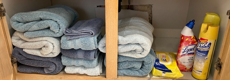 Photo 1 of CONTENTS UNDER SINK IN PRIMARY BATHROOM - TOWELS AND MORE