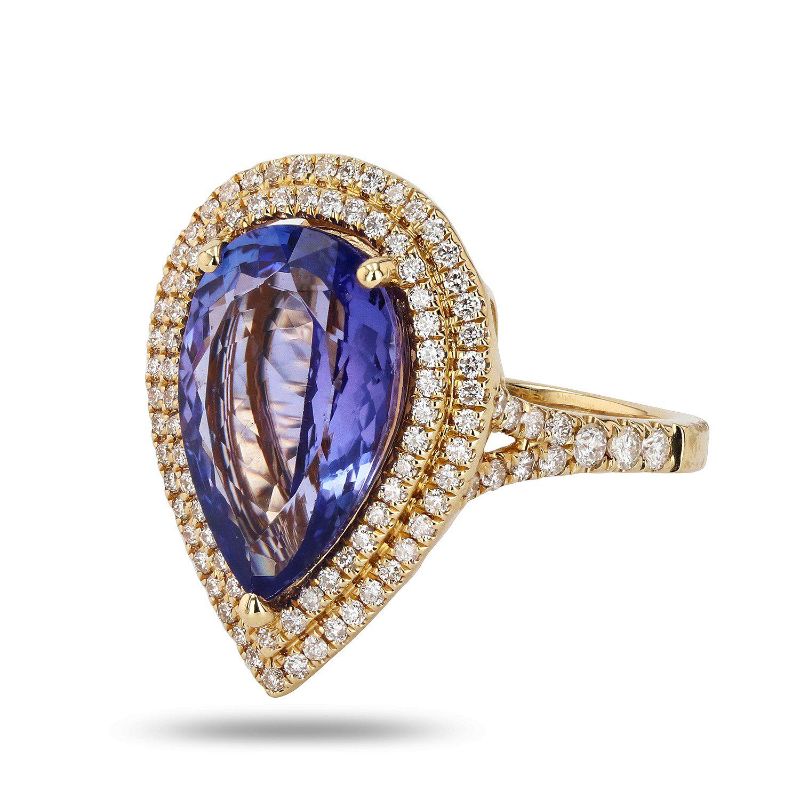 Photo 1 of 6.19ct Tanzanite and 0.73ctw Diamond 14K Yellow Gold Ring Size 7 with Appraisal RN026796

