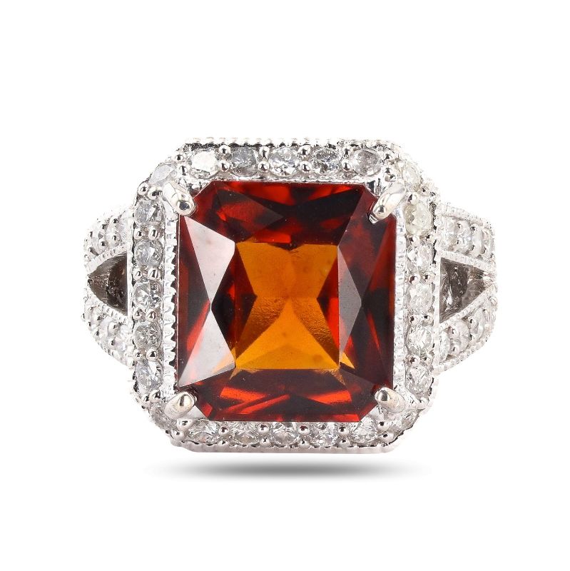 Photo 1 of 11.83ct Spessartite Garnet and 2.36ctw Diamond 14K White Gold Ring Size 7 with Appraisal RN034325

