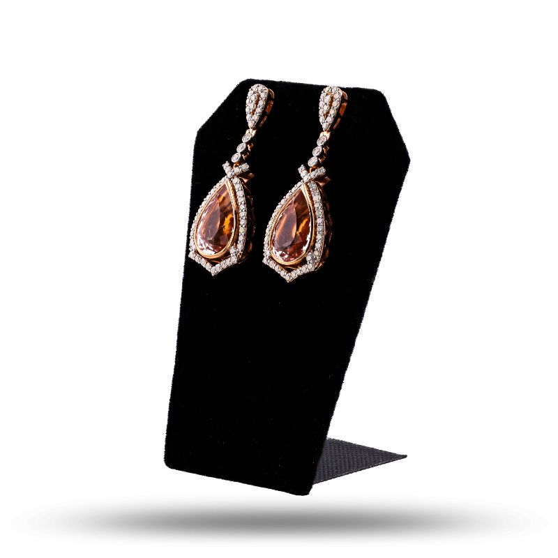 Photo 1 of 17.31ctw Morganite and 2.38ctw Diamond 14K Rose and White Gold Earrings with Appraisal ER006655

