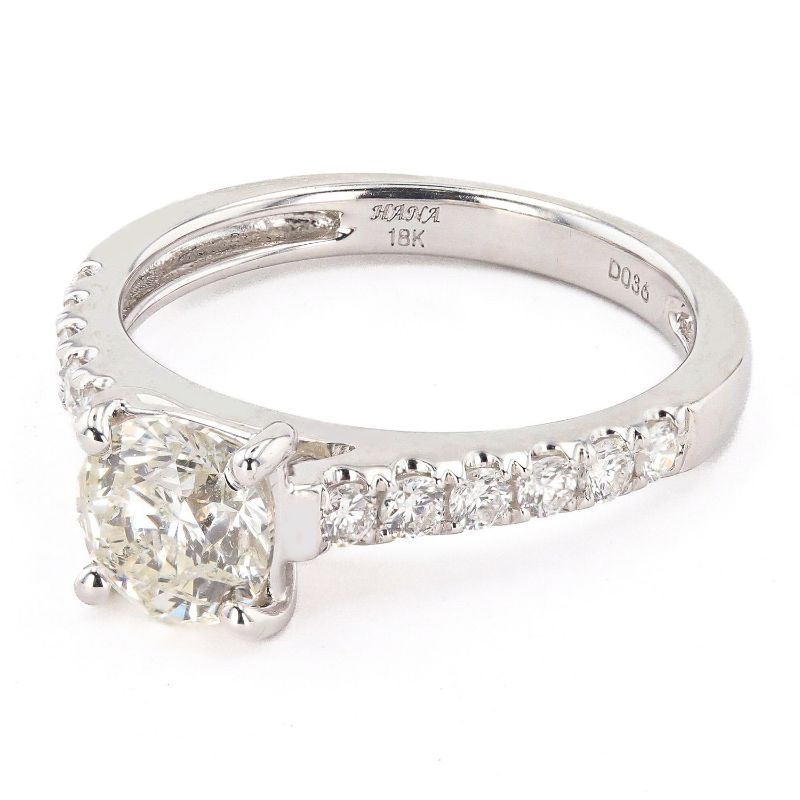 Photo 1 of 1.08ct G COLOR I1 CLARITY CENTER Diamond 18K White Gold Ring Size 6 1/4 with Appraisal RN032406

