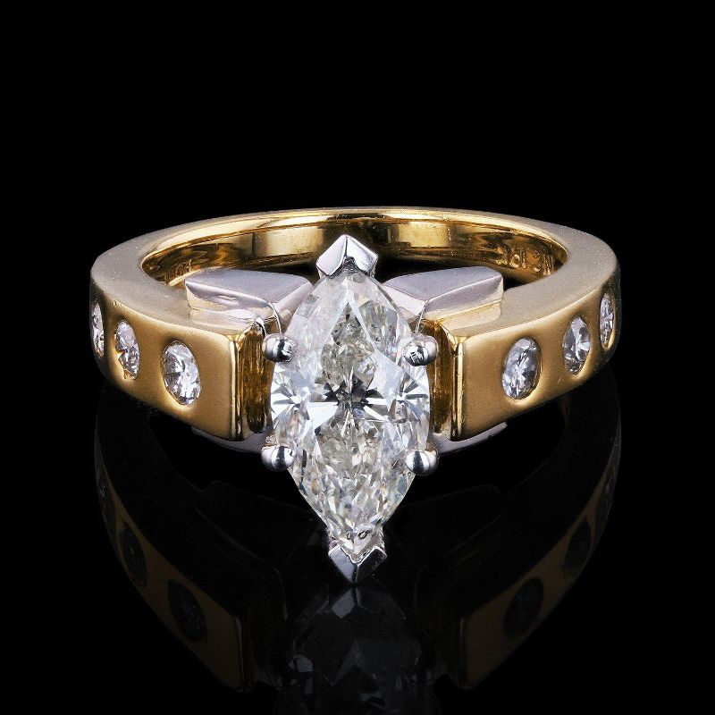 Photo 1 of 2.01ct SI2 CLARITY CENTER Diamond 18K Yellow and White Gold Ring Size 5 3/4 (2.26ctw Diamonds) EGL CERTIFIED with Appraisal RN019059

