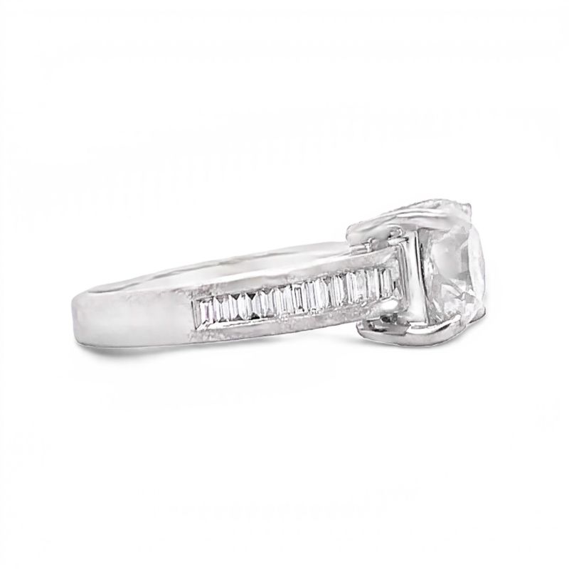 Photo 1 of 1.90ct CENTER Diamond 18K White Gold Ring size 7 (2.22ctw Diamonds) with Appraisal RN028245

