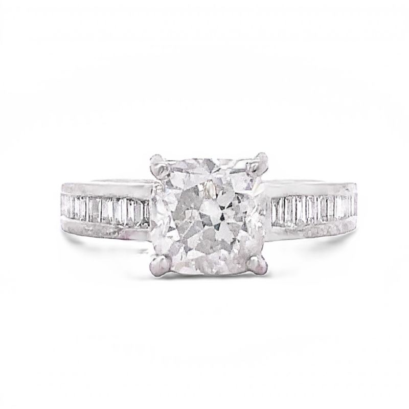 Photo 1 of 1.90ct CENTER Diamond 18K White Gold Ring size 7 (2.22ctw Diamonds) with Appraisal RN028245

