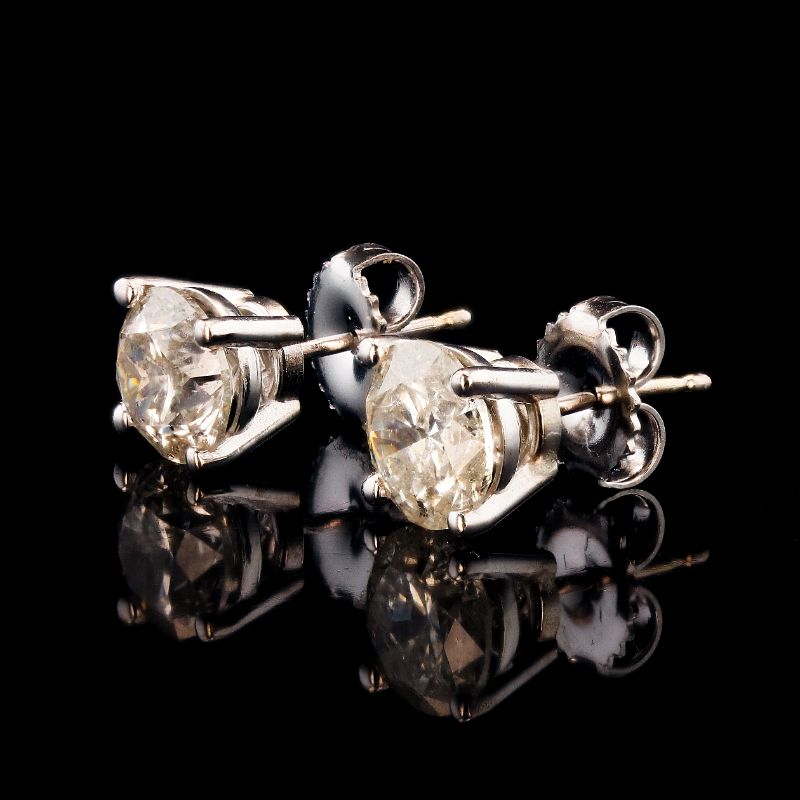 Photo 1 of 3.00ctw Diamond 18K White Gold Stud Earrings with Appraisal ER007202

