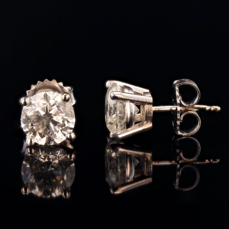 Photo 1 of 3.00ctw Diamond 18K White Gold Stud Earrings with Appraisal ER007202

