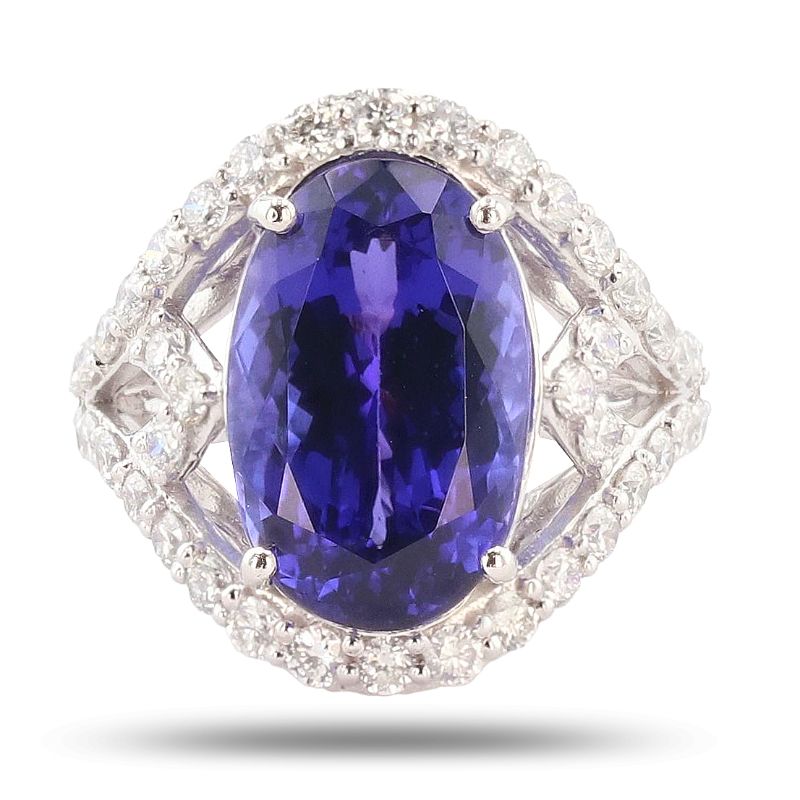 Photo 1 of 12.46ct Tanzanite and 1.47ctw Diamond Platinum Ring Size 6 3/4 (GIA CERTIFIED) with Appraisal RN033517

