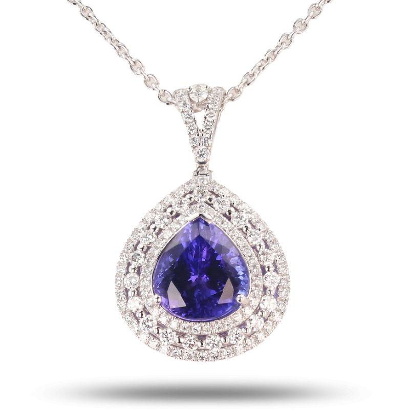 Photo 1 of 7.70ct Tanzanite and 1.34ctw Diamond Platinum Pendant (GIA CERTIFIED) with Appraisal NK015347

