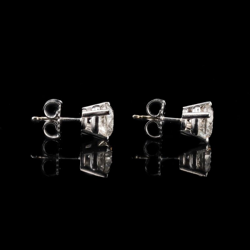 Photo 1 of 3.09ctw G COLOR I1 to I2 CLARITY Diamond 18K White Gold Stud Earrings with Appraisal ER006500