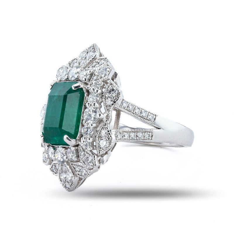 Photo 1 of 4.87ct Emerald and 1.44ctw Diamond Platinum Ring size 7 (GIA CERITIFIED) with Appraisal RN034470

