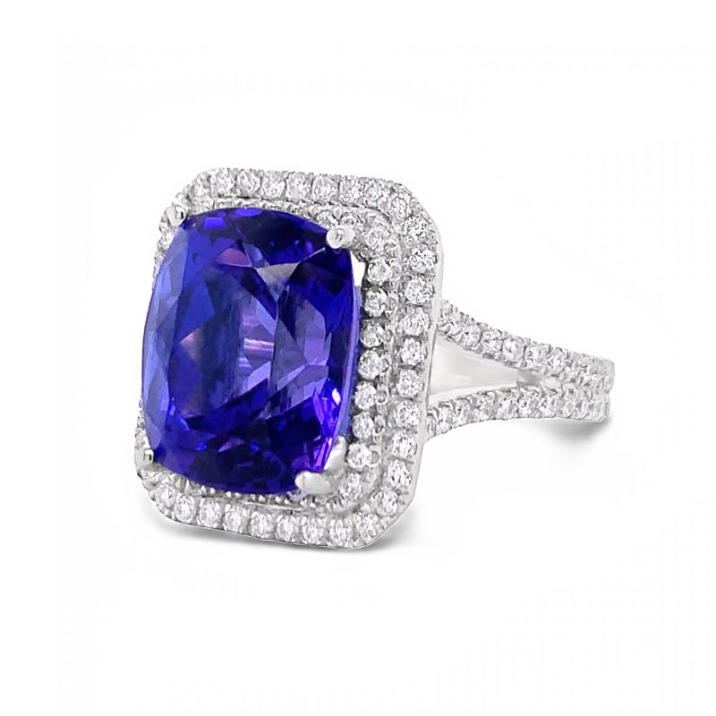 Photo 1 of 9.29ct Tanzanite and 1.05ctw Diamond Platinum Ring Size 7 (GIA CERTIFIED) with Appraisal RN028992