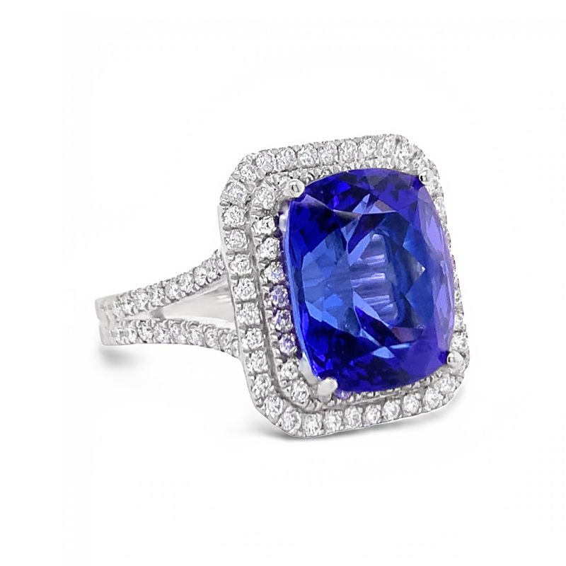 Photo 1 of 9.29ct Tanzanite and 1.05ctw Diamond Platinum Ring Size 7 (GIA CERTIFIED) with Appraisal RN028992