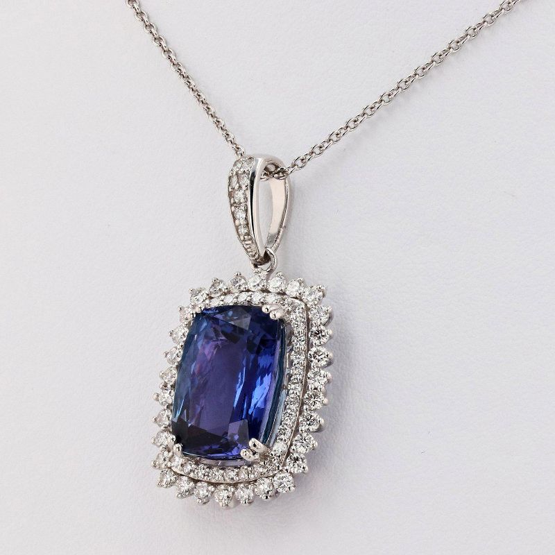 Photo 1 of 9.18ct Tanzanite and 1.33ctw Diamond Platinum Pendant/Necklace with Appraisal NK012431

