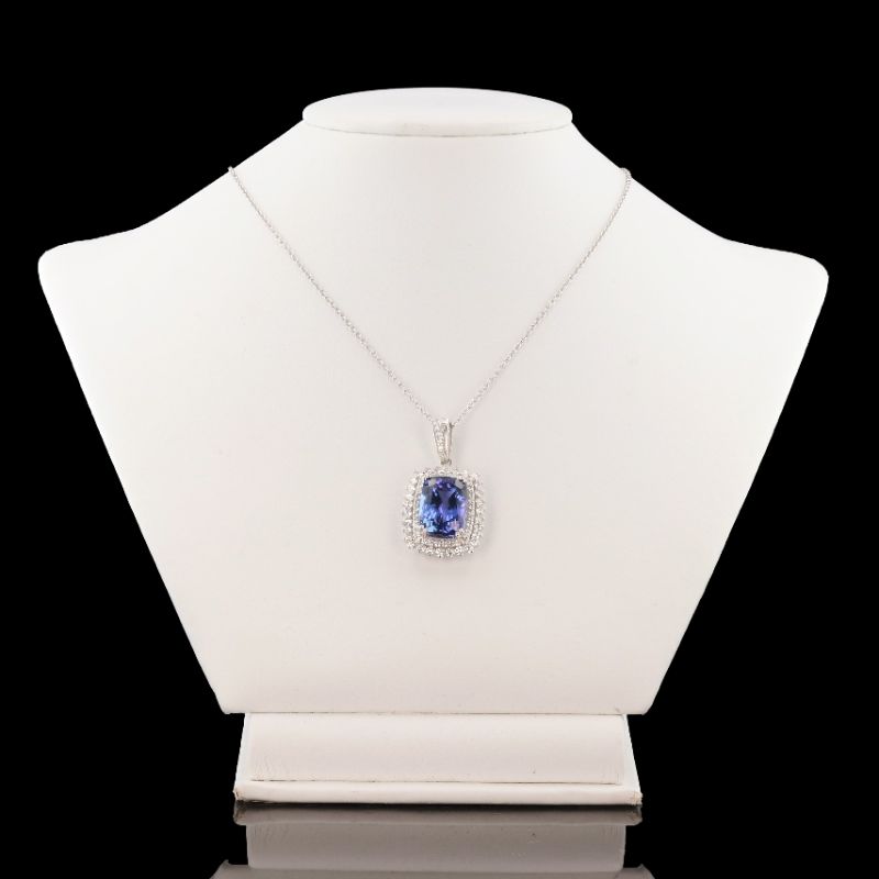 Photo 1 of 9.18ct Tanzanite and 1.33ctw Diamond Platinum Pendant/Necklace with Appraisal NK012431

