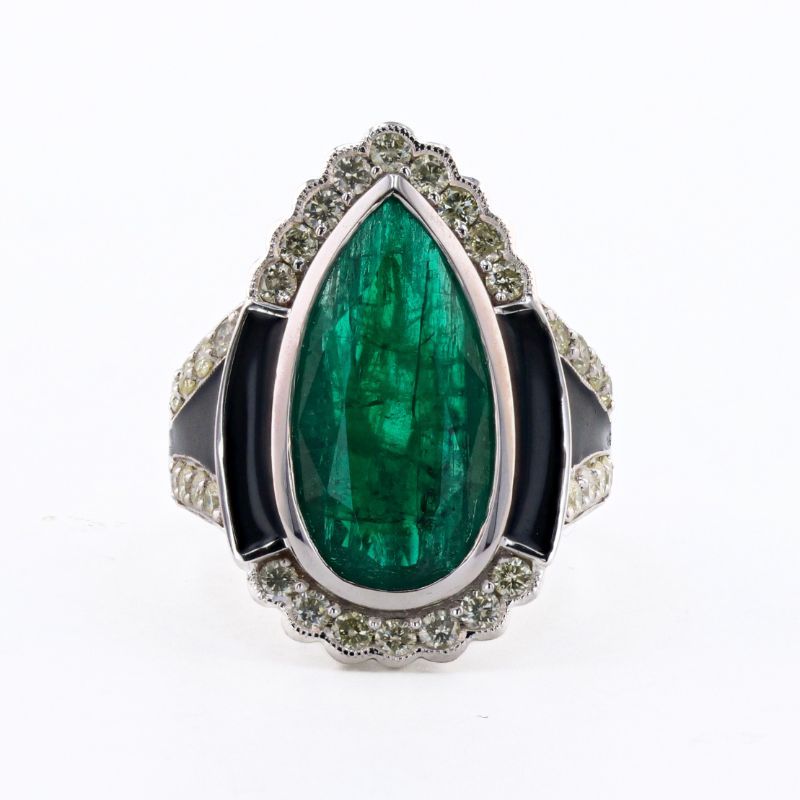 Photo 1 of 5.00ct Emerald and 0.99ctw Diamond 18K White Gold Ring Size 7 1/4 (GIA CERTIFIED) with Appraisal RN033170

