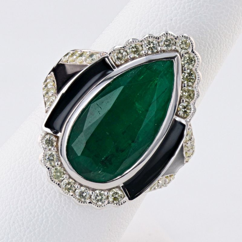 Photo 1 of 5.00ct Emerald and 0.99ctw Diamond 18K White Gold Ring Size 7 1/4 (GIA CERTIFIED) with Appraisal RN033170

