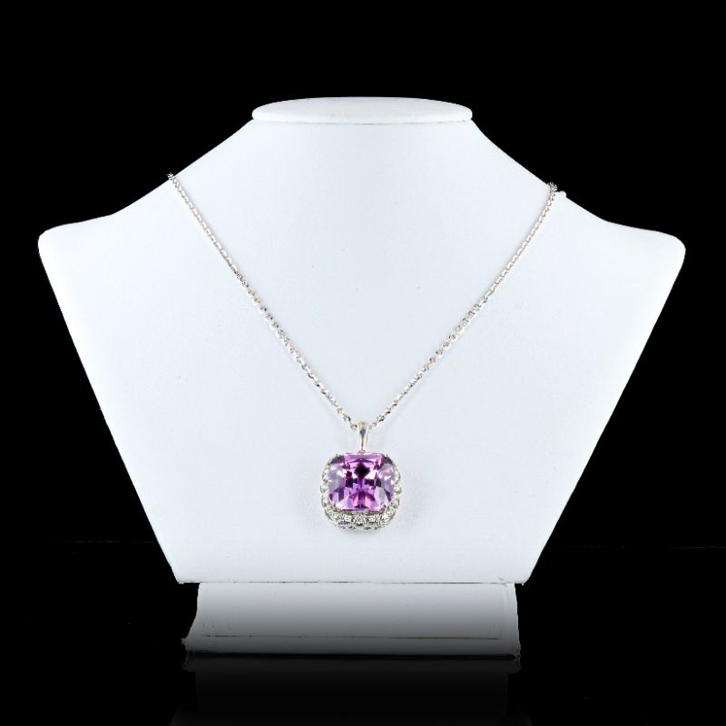Photo 1 of 28.44ct Kunzite and 0.53ctw Diamond 14K White Gold Pendant NK015929

