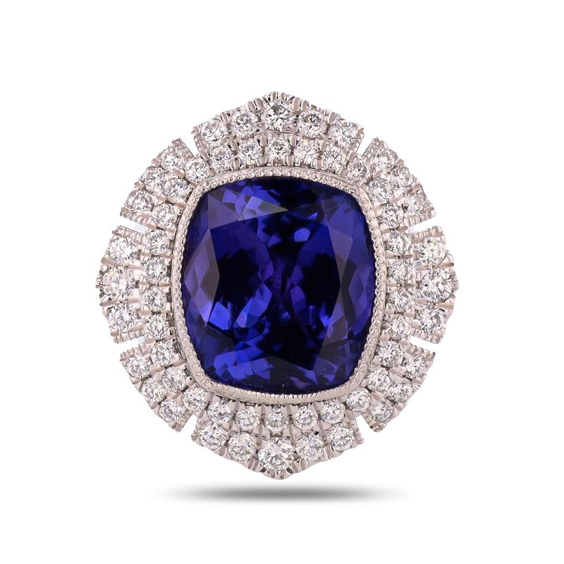 Photo 1 of 7.86ct Tanzanite and 0.69ctw Diamond Platinum Ring Size 7 (GIA CERTIFIED) with Appraisal RN038569