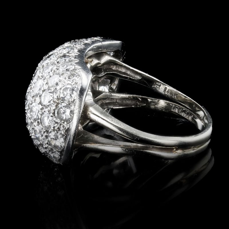 Photo 1 of 5.00ctw G to H COLOR VS1 to VS2 CLARITY Diamond 14K White Gold Ring Size 6 3/4 with Appraisal RN037598

