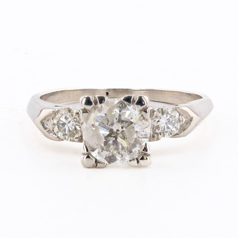 Photo 1 of 1.52ct F COLOR CENTER Diamond Platinum Ring Size 7 1/2 (1.82ctw Diamonds) with Appraisal RN032890

