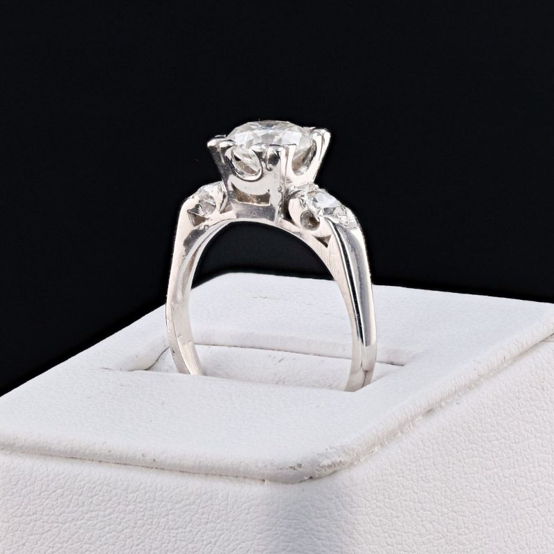 Photo 1 of 1.52ct F COLOR CENTER Diamond Platinum Ring Size 7 1/2 (1.82ctw Diamonds) with Appraisal RN032890

