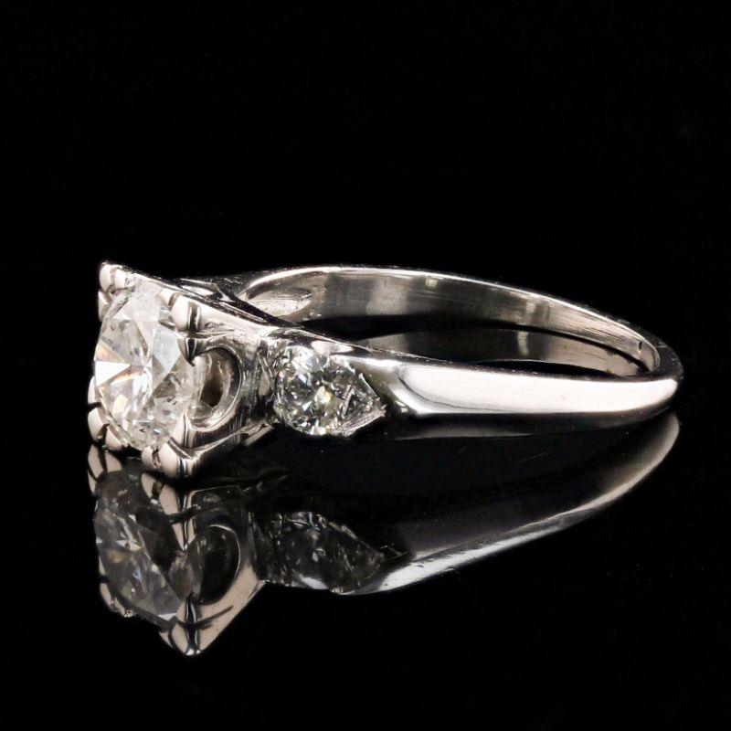 Photo 1 of 1.52ct F COLOR CENTER Diamond Platinum Ring Size 7 1/2 (1.82ctw Diamonds) with Appraisal RN032890

