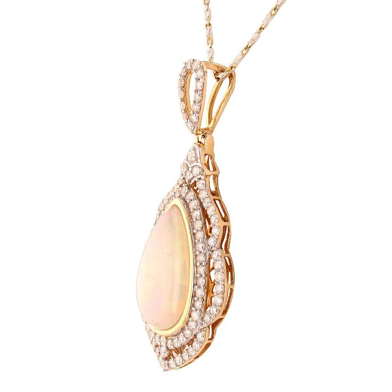 Photo 1 of 8.06ct Ethiopian Opal and 2.15ctw Diamond 14K Yellow Gold Necklace with Appraisal NK009971

