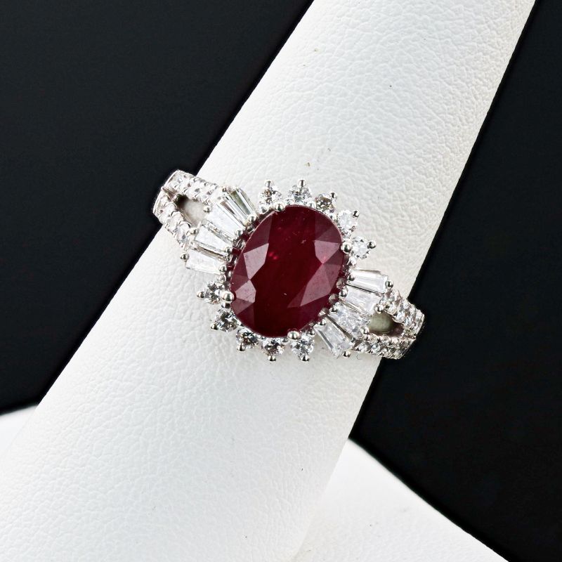 Photo 1 of 2.90ct AFRICAN Ruby and 0.86ctw Diamond Platinum Ring Size 7  (GIA CERTIFIED) with Appraisal RN034099

