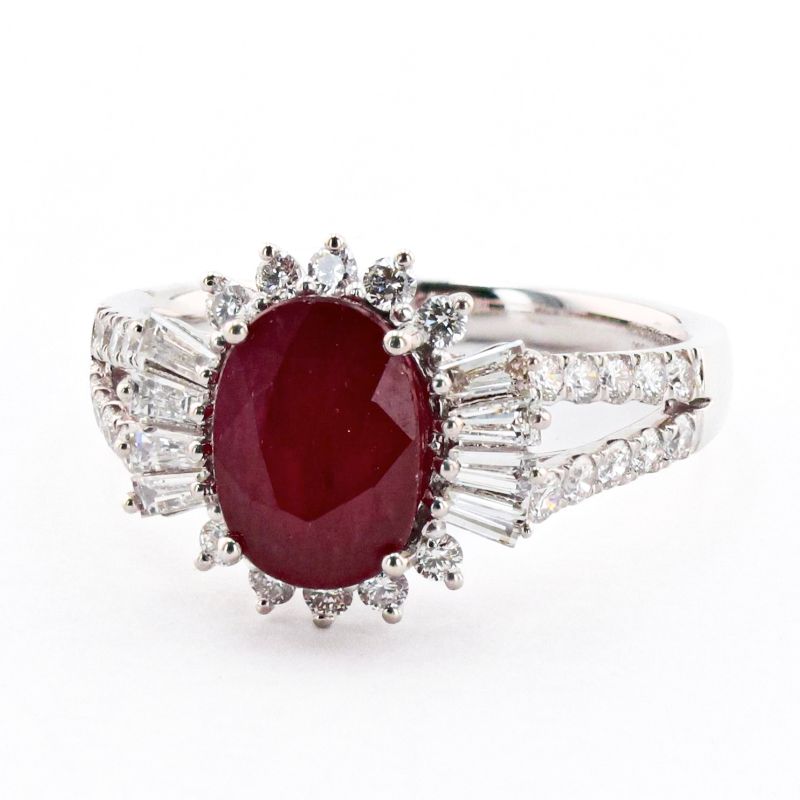 Photo 1 of 2.90ct AFRICAN Ruby and 0.86ctw Diamond Platinum Ring Size 7  (GIA CERTIFIED) with Appraisal RN034099

