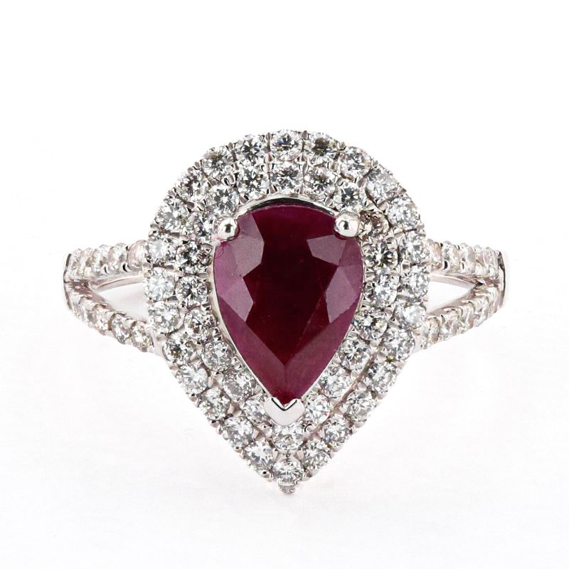 Photo 1 of 1.52ct BURMESE Ruby and 0.82ctw Diamond Platinum Ring Size 7 (GIA CERTIFIED) with Appraisal RN034183

