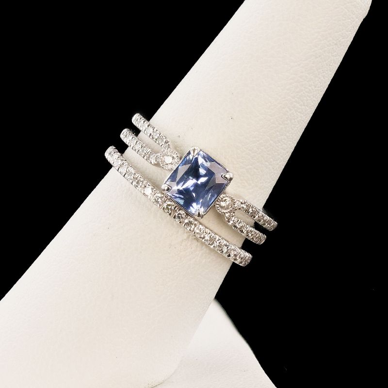 Photo 1 of 1.11ct UNHEATED Blue Sapphire and 0.44ctw Diamond Platinum Ring Size 6 1/2 (GIA CERTIFIED) with Appraisal RN035644

