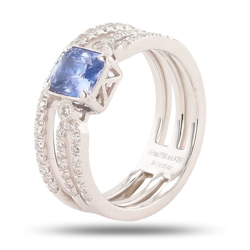 Photo 1 of 1.11ct UNHEATED Blue Sapphire and 0.44ctw Diamond Platinum Ring Size 6 1/2 (GIA CERTIFIED) with Appraisal RN035644

