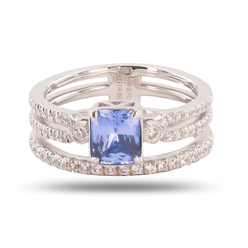 Photo 1 of 1.11ct UNHEATED Blue Sapphire and 0.44ctw Diamond Platinum Ring Size 6 1/2 (GIA CERTIFIED) with Appraisal RN035644

