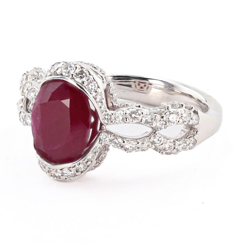 Photo 1 of 2.29ct BURMESE Ruby and 0.84ctw Diamond Platinum Ring size 6 3/4 (GIA CERTIFIED) with Appraisal RN036273

