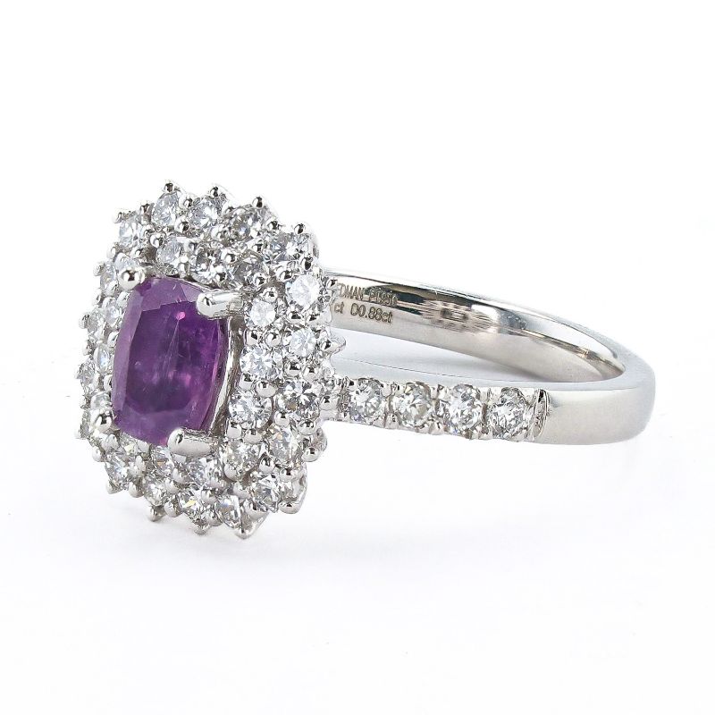 Photo 1 of 0.81ct UNHEATED Purple Pink KASHMIR Sapphire and 0.88ctw Diamond Platinum Ring size 6 3/4 (GIA CERTIFIED) with Appraisal