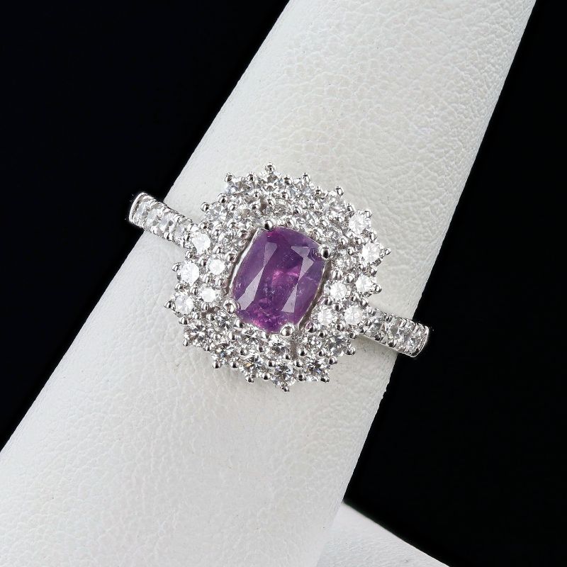 Photo 1 of 0.81ct UNHEATED Purple Pink KASHMIR Sapphire and 0.88ctw Diamond Platinum Ring size 6 3/4 (GIA CERTIFIED) with Appraisal