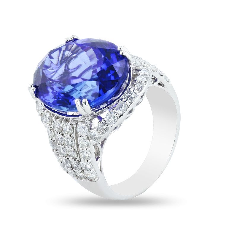 Photo 1 of 18.60ct Tanzanite and 2.38ctw Diamond Platinum Ring Size 7 (GIA CERTIFIED) with Appraisal RN035312
