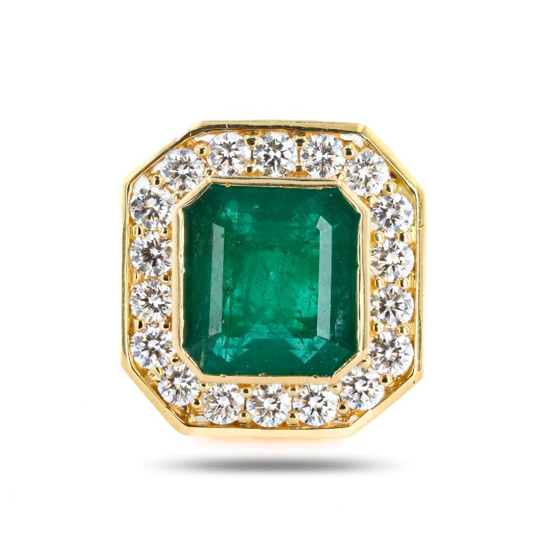 Photo 1 of 7.73ct Emerald and 1.65ctw Diamond 18K Yellow Gold Ring Size 6 1/2 (GIA CERTIFIED) with Appraisal RN031118

