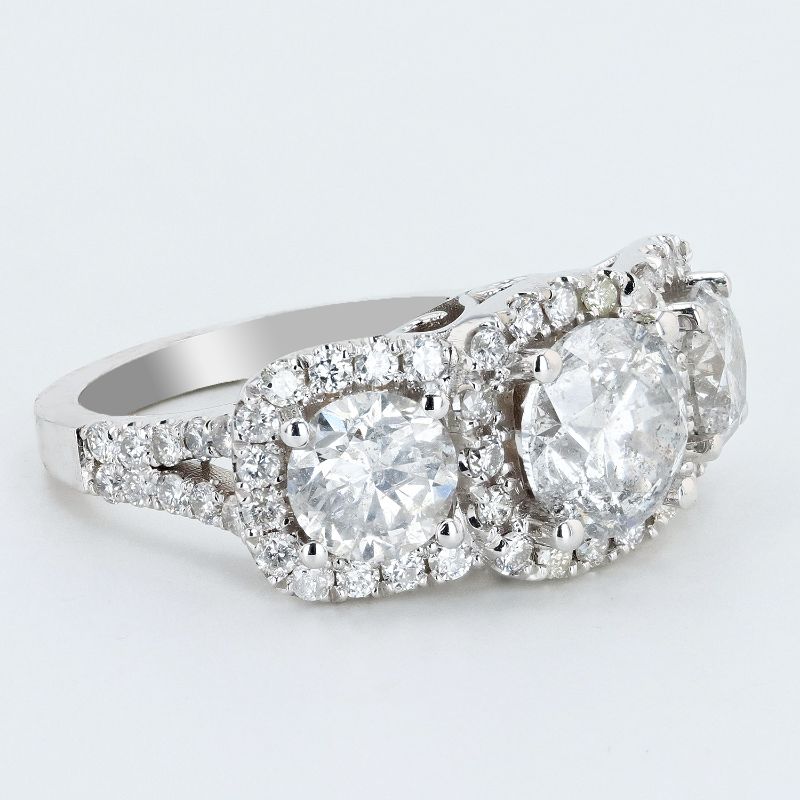 Photo 1 of 2.11ct CENTER Diamond 18K White Gold Ring size 7 (5.14ctw Diamonds) with Appraisal RN034623

