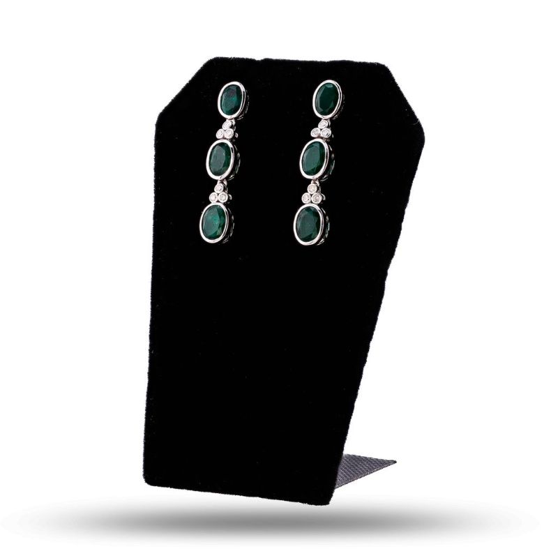 Photo 1 of 6.77ctw Emerald and 0.27ctw Diamond Platinum Dangle Earrings With Appraisal ER008002