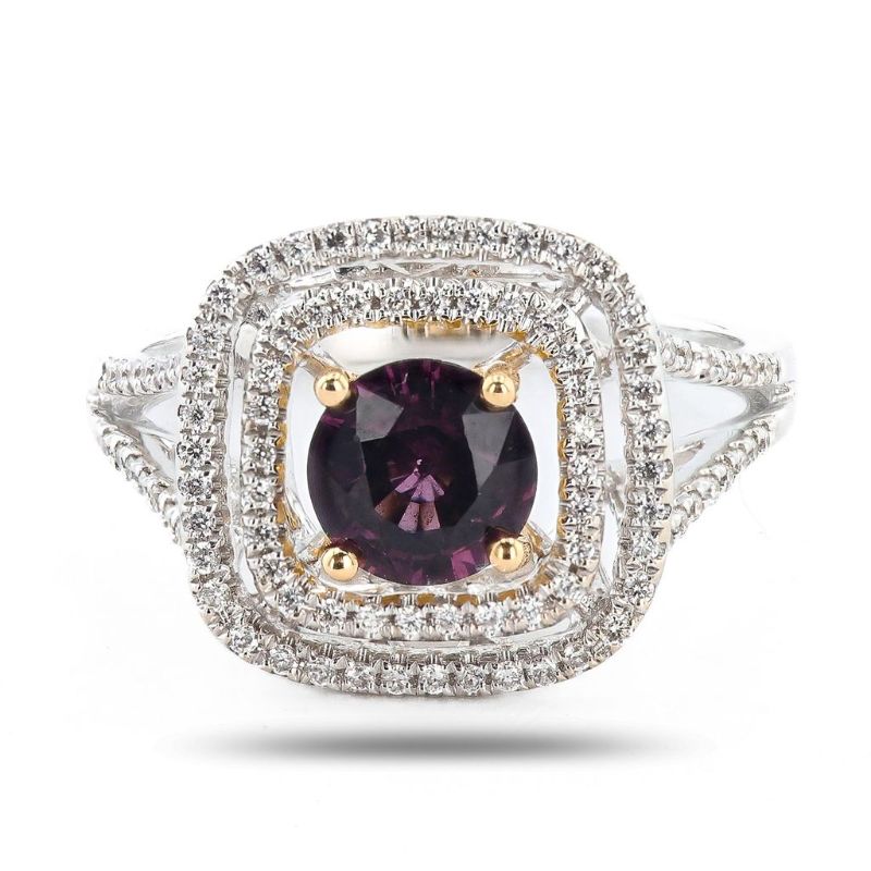 Photo 1 of 1.03ct Purplish Pink Spinel and 0.30ctw Diamond 18K White and Yellow Gold Ring Size 6 1/2 with Appraisal RN036588