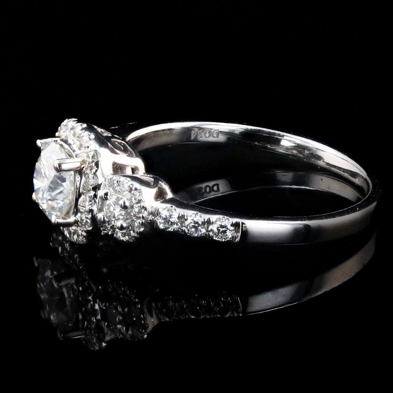 Photo 1 of 0.60ct SI2 CLARITY CENTER Diamond 18K White Gold Ring (0.94ctw Diamonds) Size 6 1/2 with Appraisal RN031823