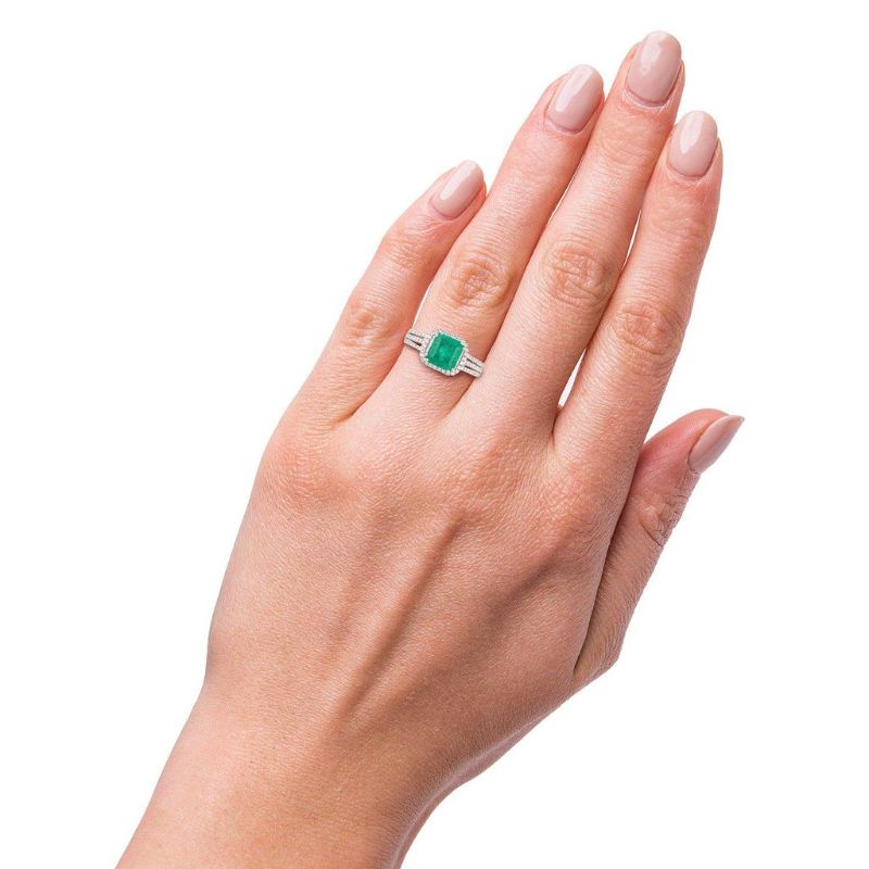 Photo 1 of 1.59ct Emerald and 0.39ctw Diamond Platinum Ring Size 7 with Appraisal RN021079