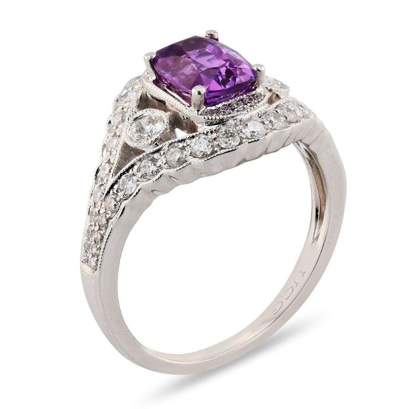 Photo 1 of 1.49ct Pink Sapphire and 0.56ctw Diamond 18K White Gold Ring Size 6 1/4 with Appraisal RN023430